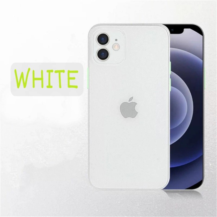 Ultra Thin Case iPhone 11 12 13 Mini Pro Max softcase Casing TipisDoff - White, 12 / 12 Pro
