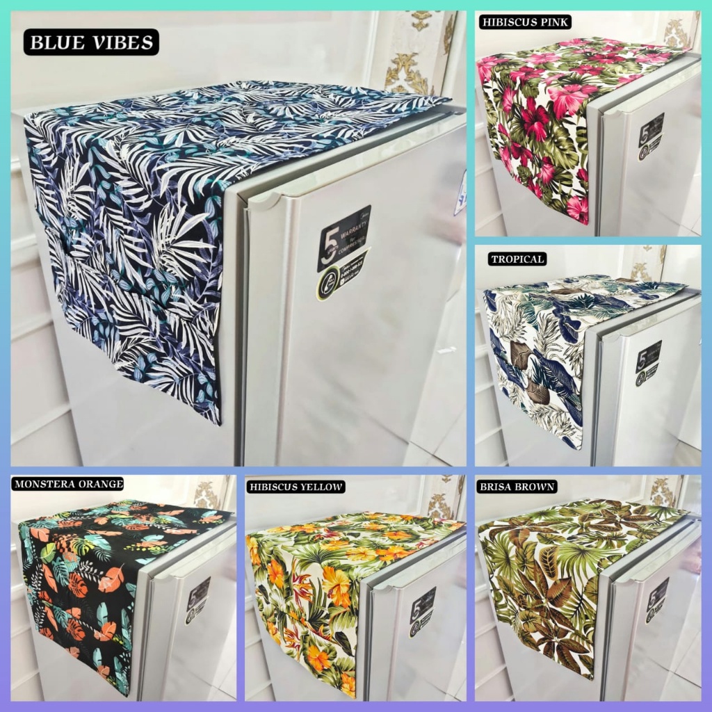 Tutup Kulkas 1 dan 2 Pintu Bahan Kanvas | Taplak Kulkas Set Murah | Cover Kulkas