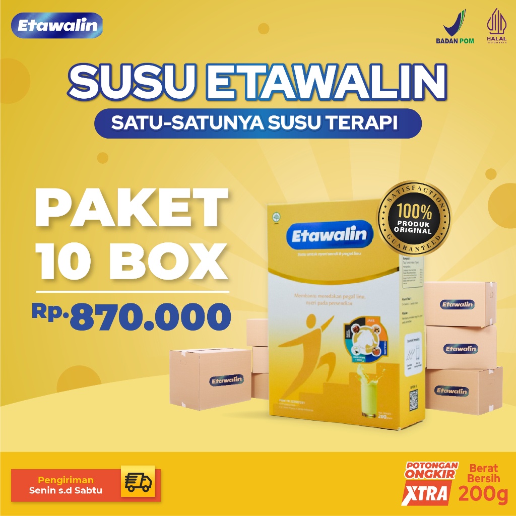 

Etawalin Susu Kambing Etawa Untuk Nyeri Sendi dan Tulang 10 Box