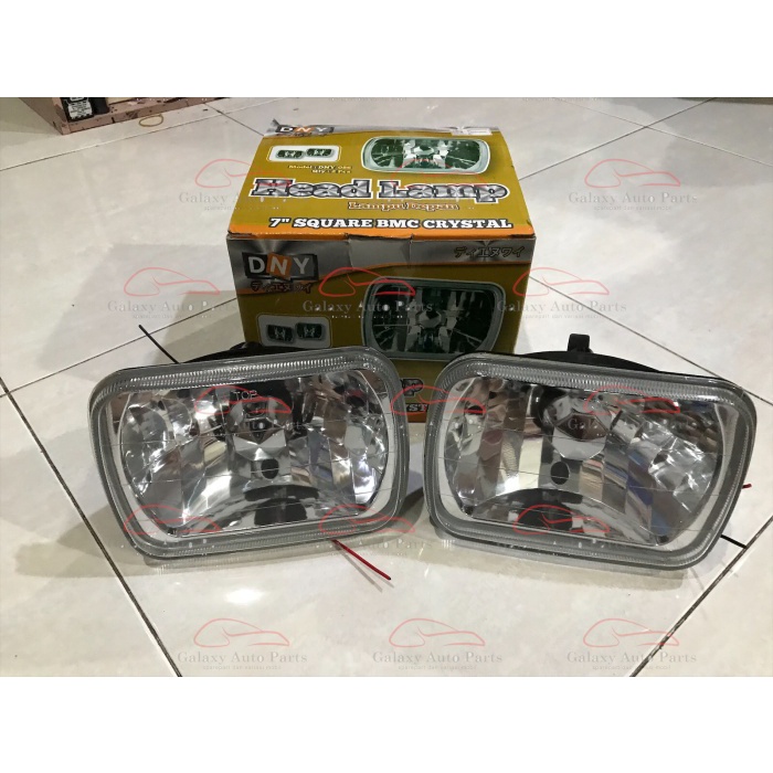 Headlamp head lamp lampu mobil kotak persegi 7 inch crystal kristal