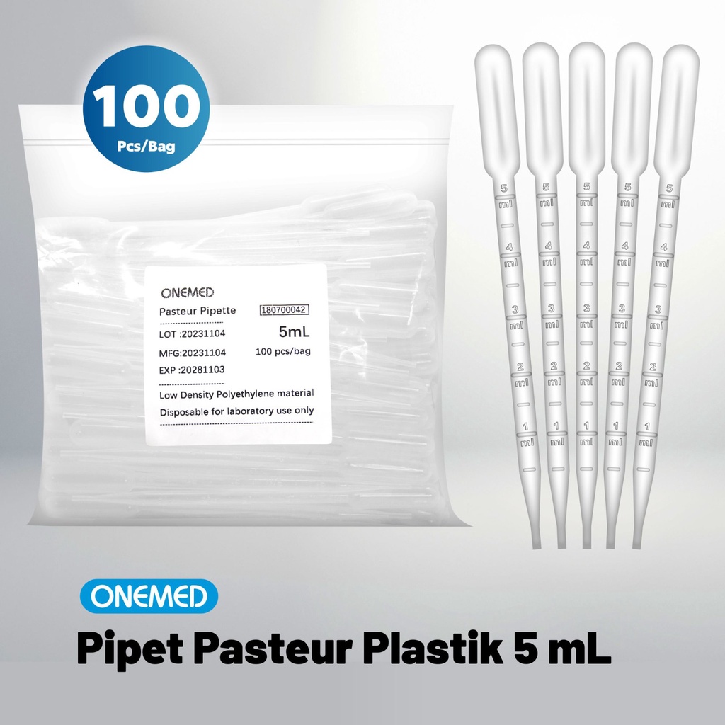 ONEMED Pipet Pasteur Plastik 5 ML Bag Isi 100 Pcs MR