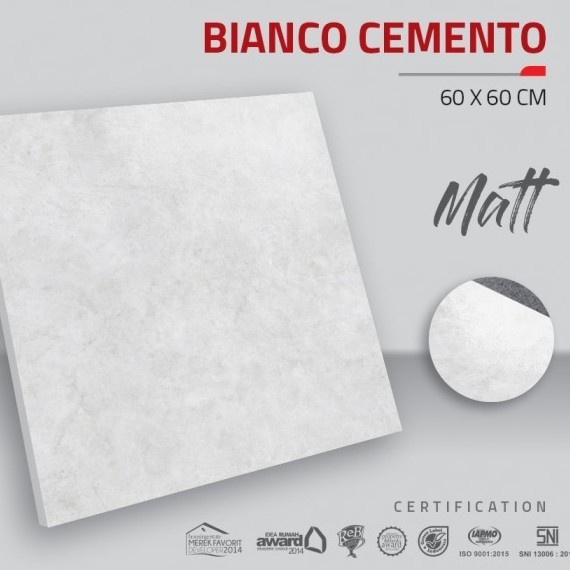 Granite Tile 60x60 Matt Bianco Cemento Indogress