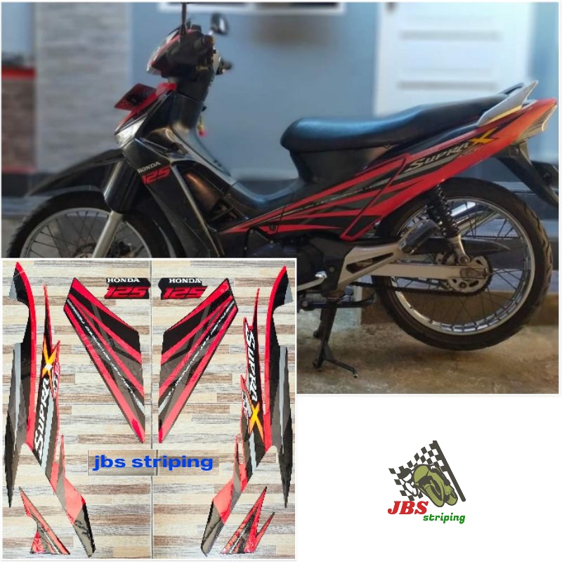 stiker supra 125 d striping  Honda Supra X 125 D merah hitam tahun 2008 2009 list body supra 125d
