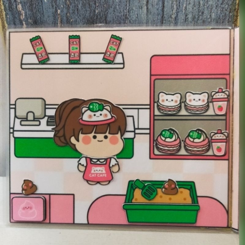 QUIET BOOK PAPER DOLL BONEKA KERTAS VIRAL CAT CAFE COD
