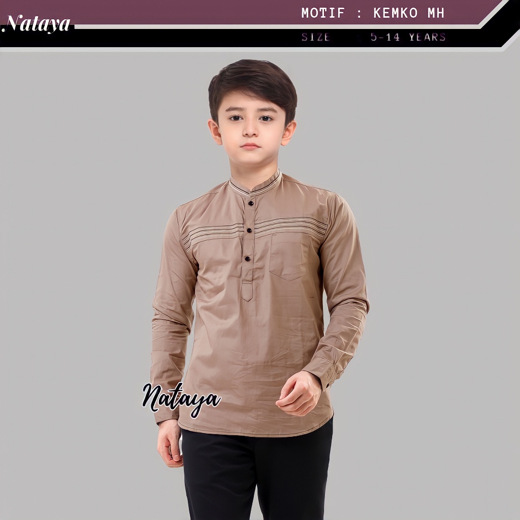 Baju Koko Anak Laki Laki Lengan Panjang Kemko MH Anak Laki Laki Umur 5-14 Tahun