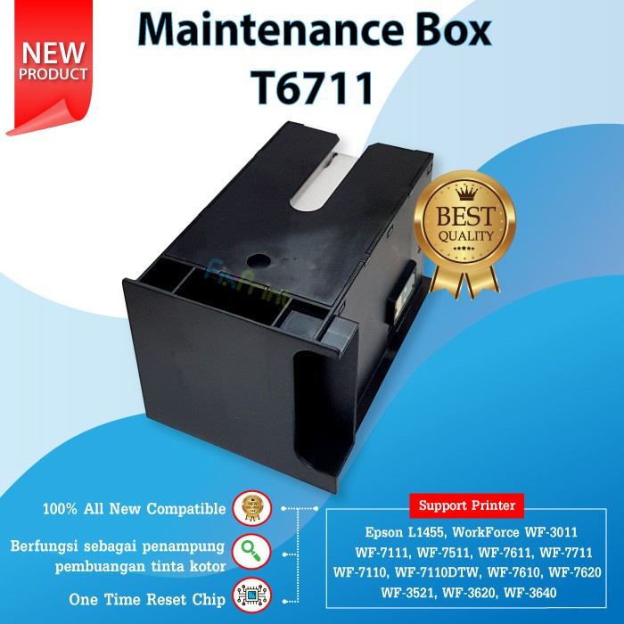Maintenance Box T6711 T-6711 Compatible Reset Tank Printer WF7611 WF7711 WF7620 WF7610 WF3521