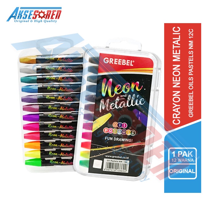 

Aksesoren Krayon Neon Greebel Neon & Metalic [12 Warna] / Kids Oil Pastel / Crayon Minyak