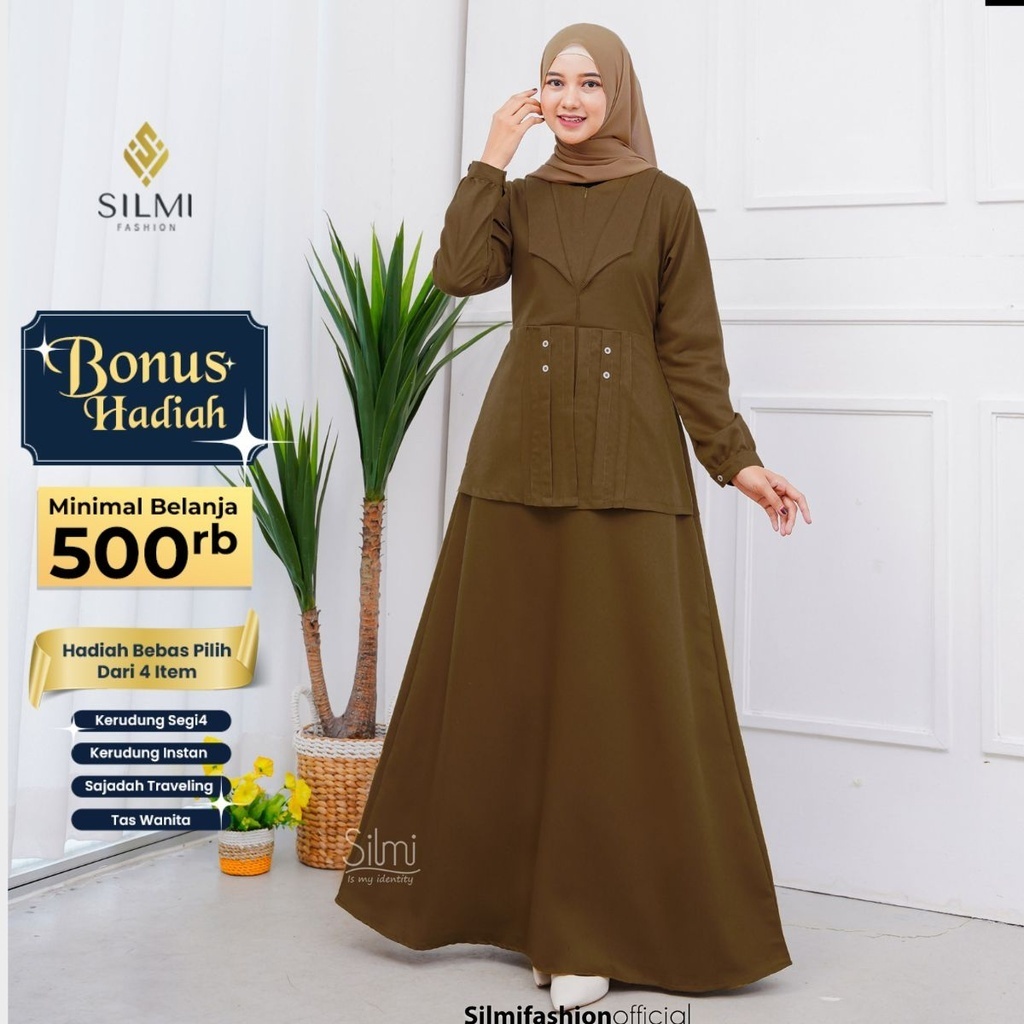 Seragam Khaki Pemda PNS Wanita Terbaru Bahan Katun Toyobo Original Brand Silmi Erica Dress