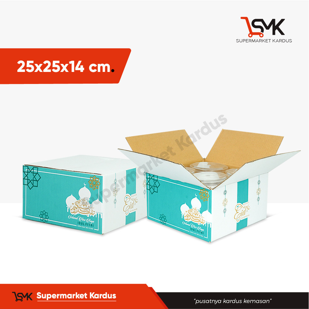 

Box Parcel 25x25x14 (250gr isi 12 toples bulat) Kardus/Parcel/Parcell/Lebaran/Idul Fitri/Fitri/Eid Mubarak/Ied/Eid/Mubarak/box Paket/box Sembako/kuker/kue kering/Hampers/Normal/Tinggi14