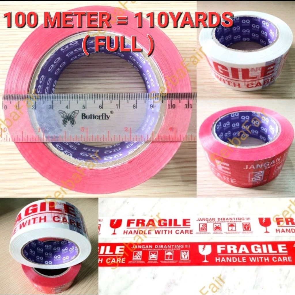 

Lakban Fragile QQ Jangan Dibanting Merah/Putih 48MM 100METER 2Bahasa