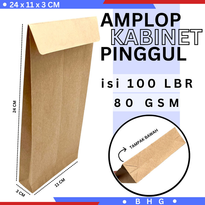 

Amplop Coklat Kabinet PINGGUL (11X24cm) 100lbr