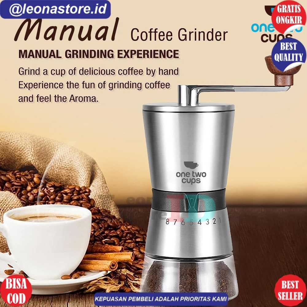 One Two Cups HY8 Alat Penggiling Kopi Manual 8 Gear - Silver