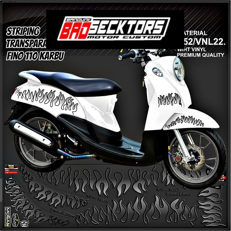 Decal Sticker Striping Variasi Transparan Uv Fino Karbu Api Fino Karbu Justin Bieber Yamaha Fino 115