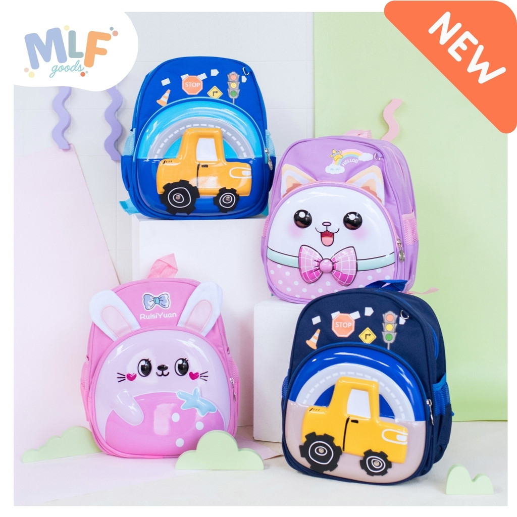 MLF Goods - Maxie Backpack / Tas Ransel Sekolah / Ransel Anak Paud TK / Tas Anak Motif Cat, Jeep / T