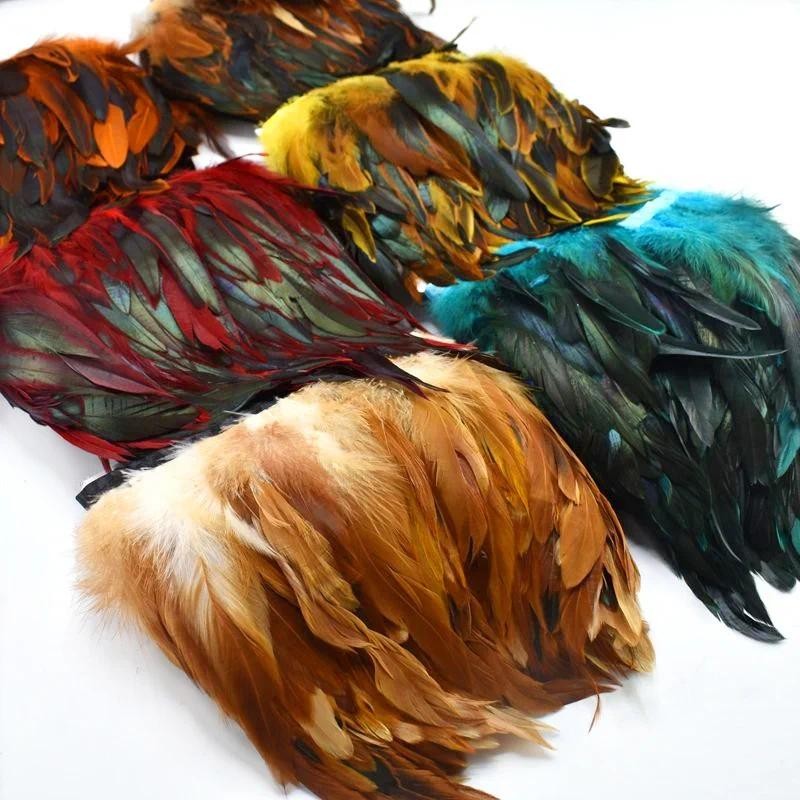 

1Meter natural Rooster Feathers trim fringe for craft plumas 13-18cm black feathers ribbon DIY Sewing clothing Party decorations