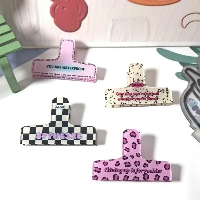 

American Retro Trend Cartoon Acrylic Binder Clip Ins Cute Girl Test Paper Memo Bill Photo Storage Spring Clip Office Accessories