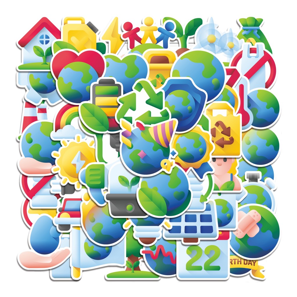 

COD 50 Pcs Stiker Mother Earth Day Lucu Anti Air Untuk Dekorasi Notebook Sepeda Skateboard Handphone