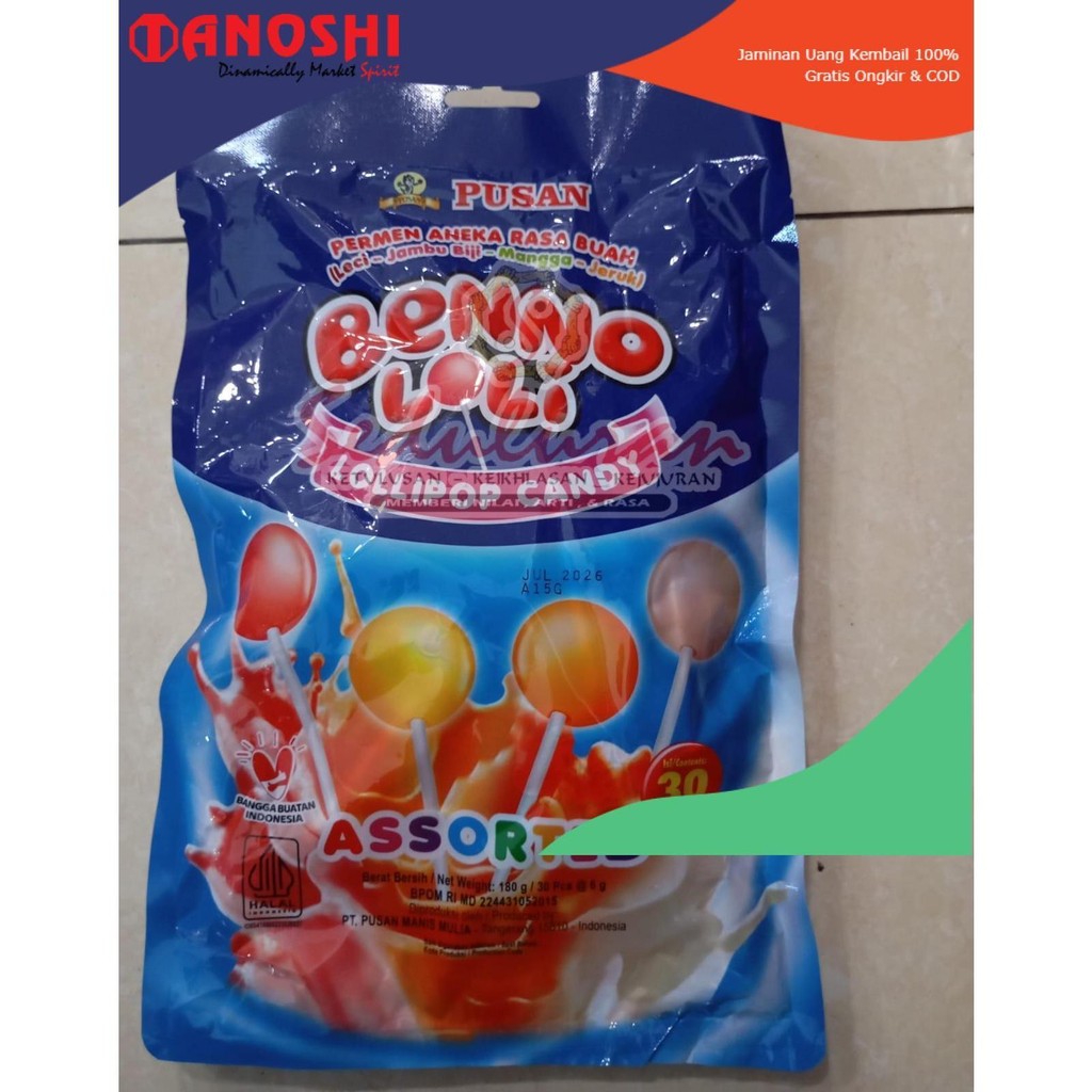 

PERMEN BENNO LOLIPOP ASSORTED-PERMEN LOLIPOP KEMASAN 1 BUNGKUS