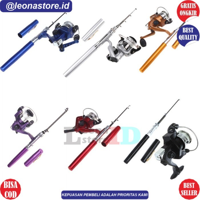 Joran pena alat pancing mini fsihing rod pen mini portable banyak bonu - joranPen saja