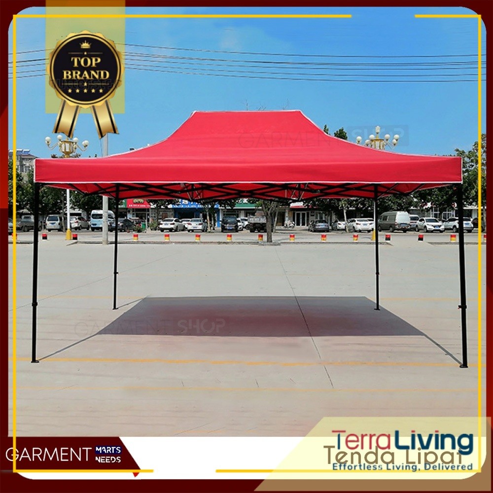 Tenda Lipat Jualan Dagang Outdoor Gazebo Pameran Lipat Besar Jumbo Mobil Bahan Besi Tegak Kokoh