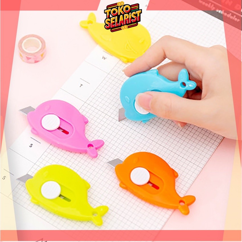 

COD MAKASSAR Makassar Pisau Cutter Mini Model Awan & Dolphin Alat Bantu Potong Kertas Plastik Unboxing Paket Perlengkapan ATK Sekolah Travel Size Cloud Shape Sliding Knife Kater Kecil Lucu Cuter