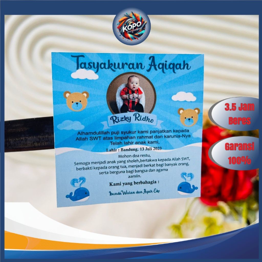 

KOPO 9-15 Sticker Tasyakuran Aqiqah Bayi Stiker Ikkah Iqqah Qiqah Anak Bentuk Kotak Uk.Besar