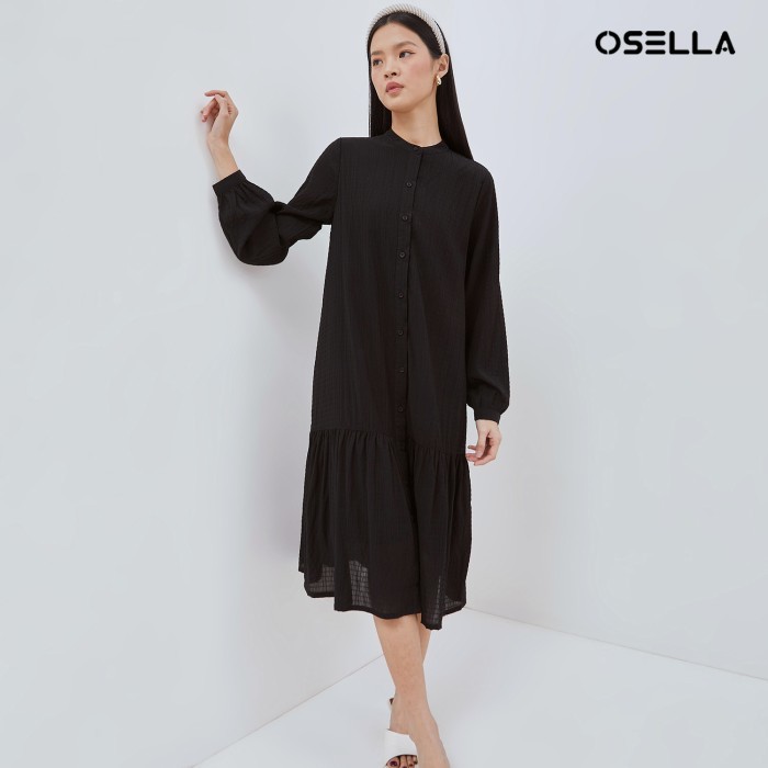 Osella Gracia Midi Dress 21575009 | Dress Lengan Panjang Wanita Lebaran