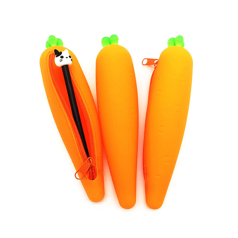 

Ellen Brook 1 PCS New Cute Cartoon Kawaii Carrot Portable Silicon Pen Pencil Bag Makeup Cosmetic Pocket School Stationary Case