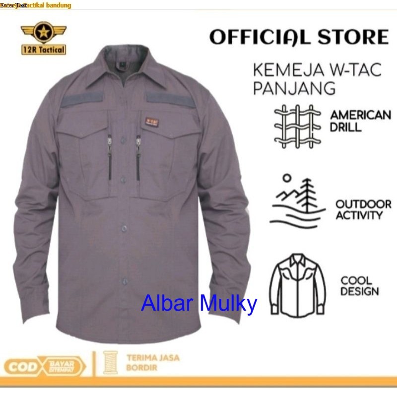 Size jumbo kemeja tactical w-tac lengan panjang bahan katun strech