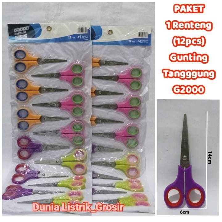 

Gunting Tanggung 1 Renteng Gagang Warna-Warni Gunting Kertas isi 12 Pcs Murah 5 Inch Stainles Stell G2000 Tajam Type G-125