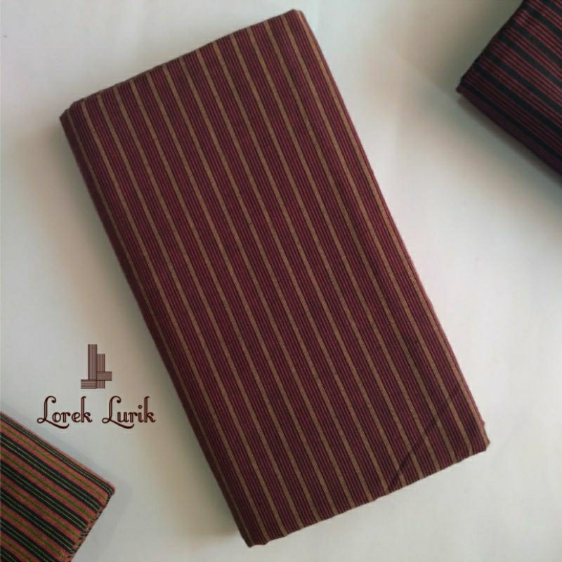 LURIK Kain Lurik Merah Maroon / Batik Lurik Tenun Garis Merah Coklat