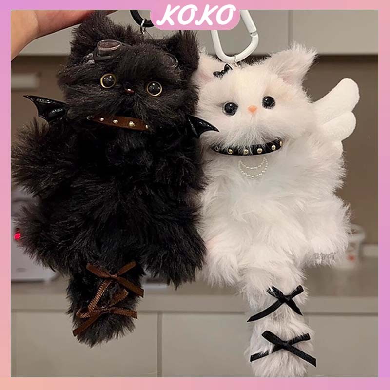 Lucu Anak Kucing Boneka Gantungan Kunci Kawat Bulu Bahan Buatan Sendiri DIY Boneka Liontin Gantungan