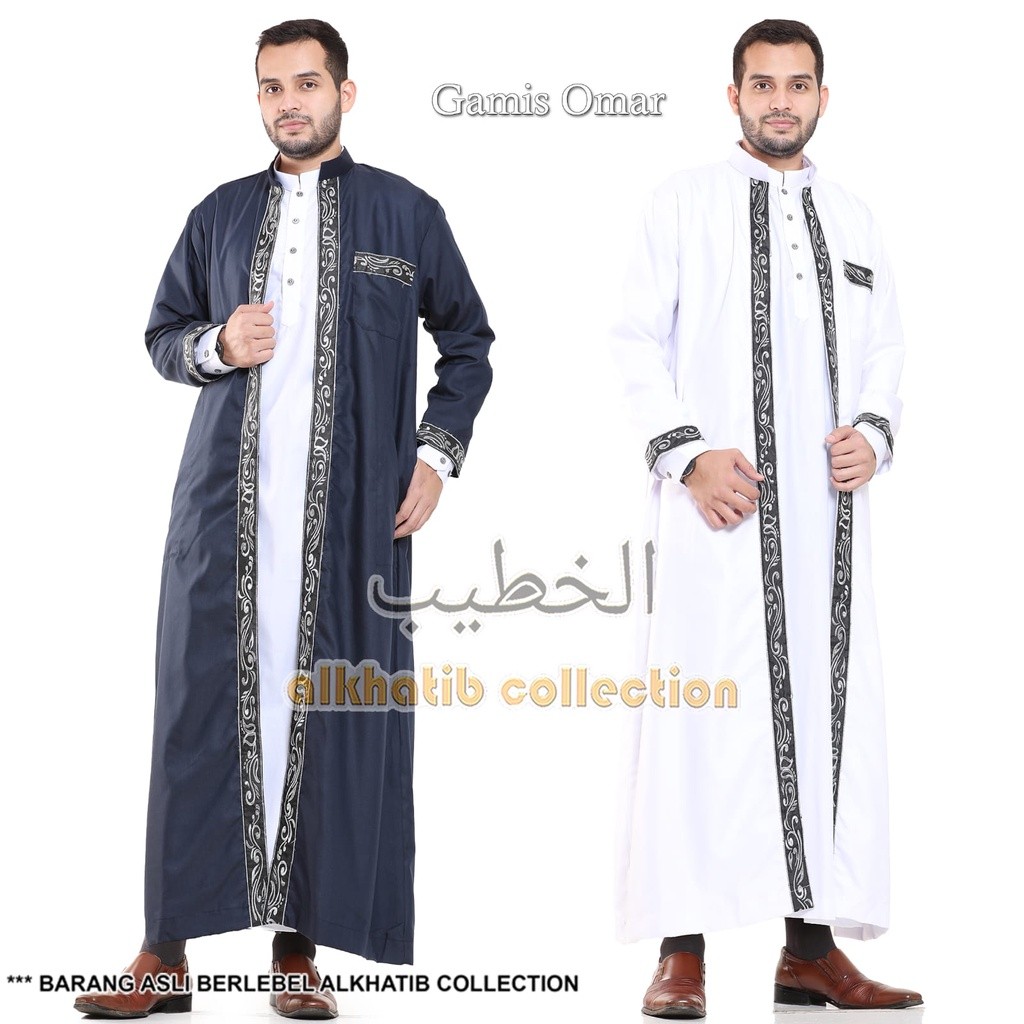 [HOT NEW] GAMIS OMAR BORDIR RENDA KATUN PREMIUM WARNA ALKHATIB COLLECTION DEWASA S M L XL XXL XXXL C