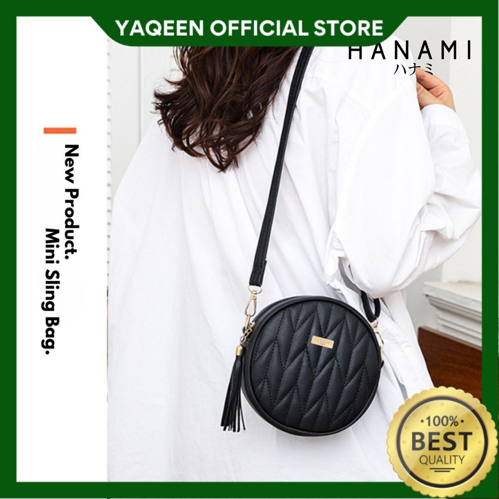 HANAMI Tas Selempang Wanita Mewah Youra TA1053B5 Kulit Hitam Cantik Simple Premium Kekinian Branded