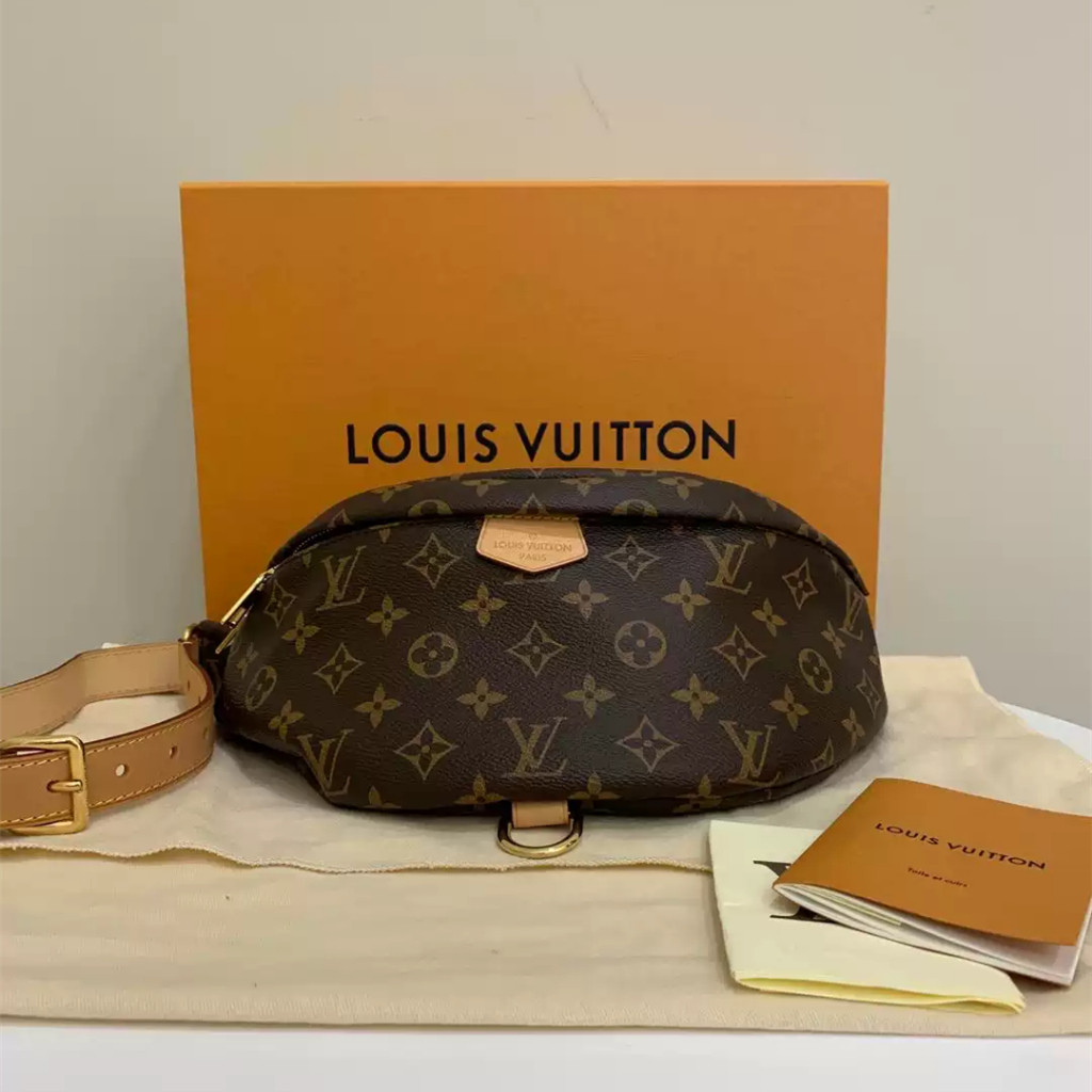 【bekas asli】（ M43644） Louis Vuitton BUMBAG tas pinggang tas pinggang klasik presbyopic/tas dada/tas 