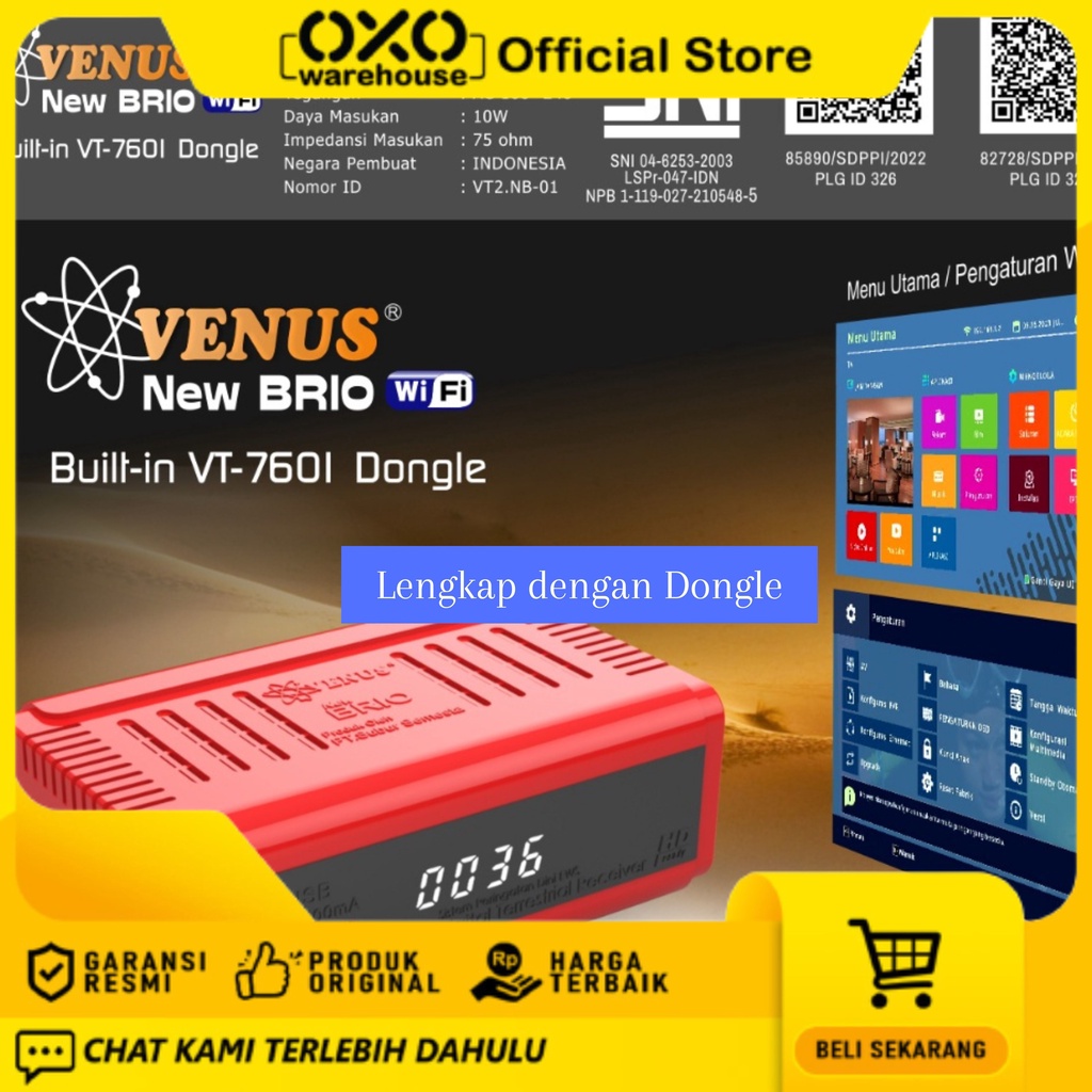 Set Top Box TV Digital Venus Brio Mini Built in Dongle Wifi Garansi 1 Tahun