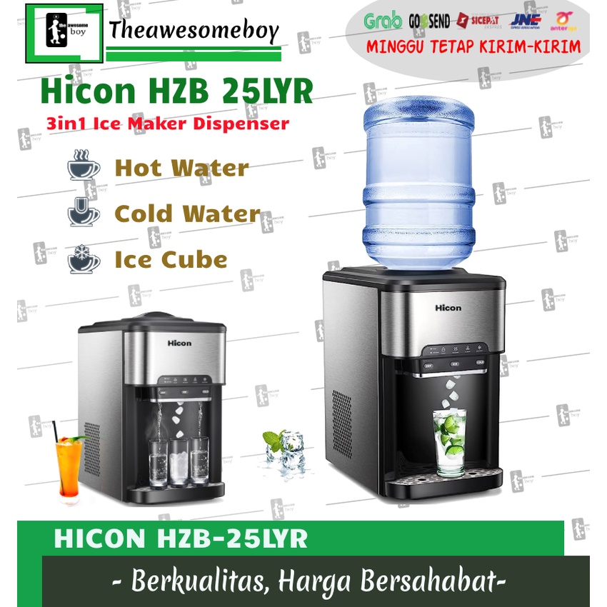 3in1 Hicon HZB 25LYR Dispenser Mesin Pembuat Es Batu Ice Cube Maker