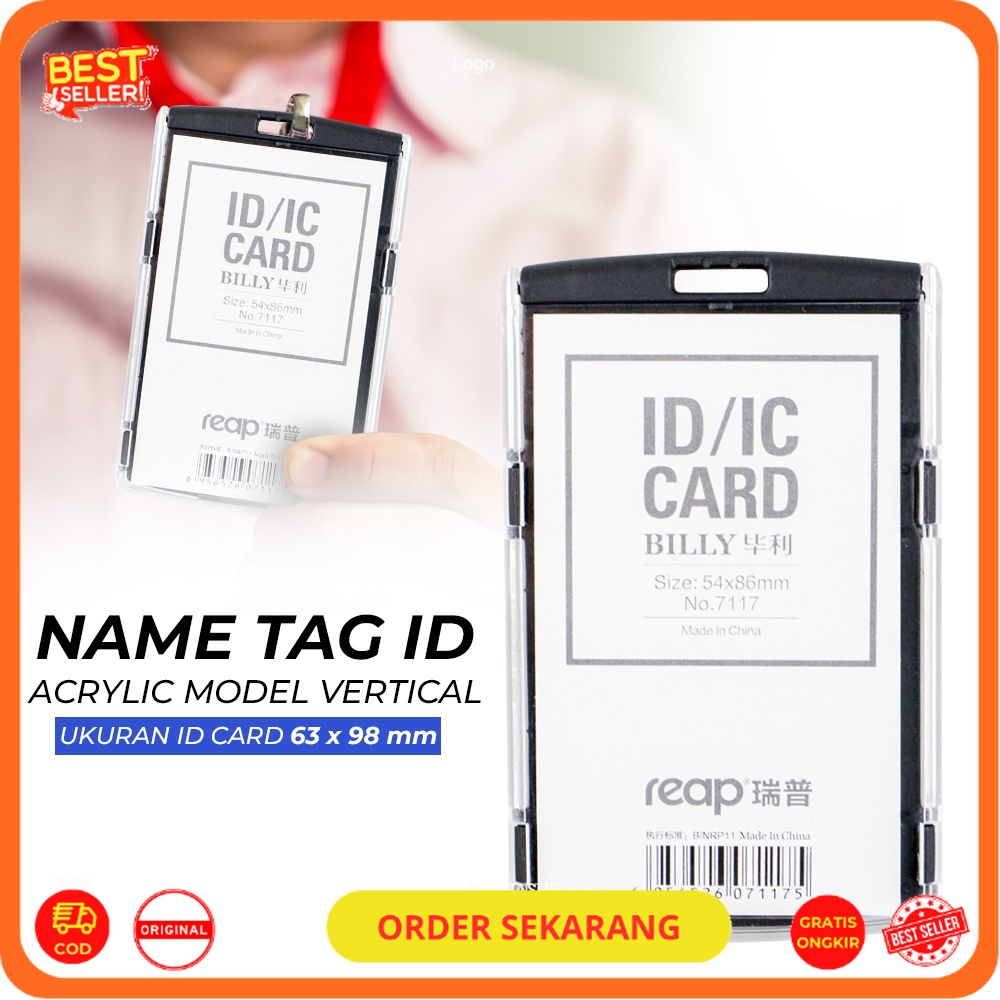 

Name Tag ID Card Penyimanan Kartu Acrylic Model Vertical