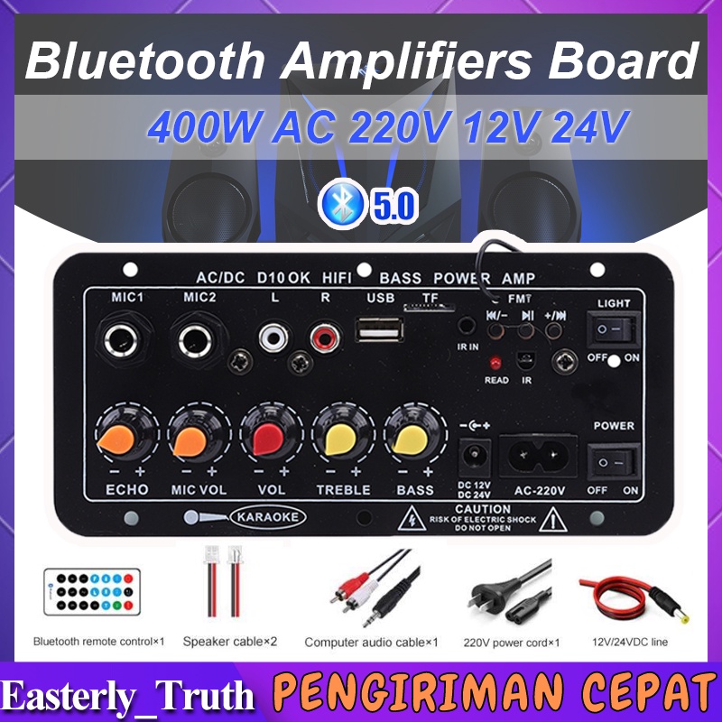 (Stok Siap) Amplifier Board Karaoke Audio Bluetooth USB FM Radio TF Player Subwoofer DIY D10