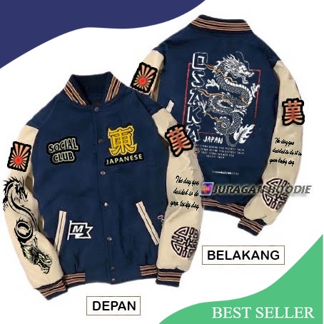 Jaket Baseball Varsity Pria & Wanita / Jaket Varsity Baseball Sukajan Jepang Naga Osaka Fullprint/Gr