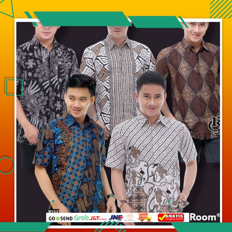 BAJU BATIK PRIA KEREN MODEL BARU /Zayn)BSWARTBatik HRB026 Kenongo Hem Pendek Padi Pekalongan M L XL 