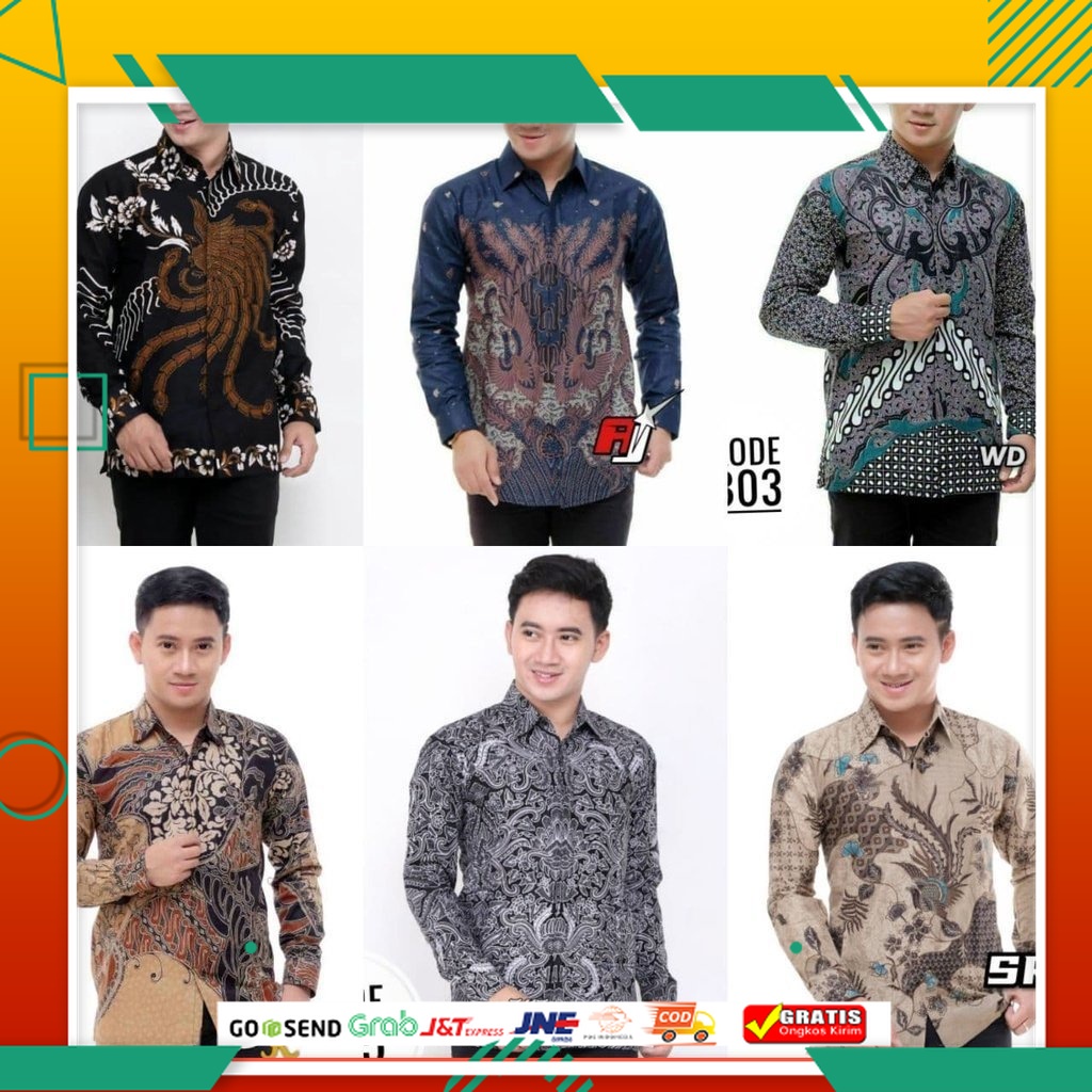 BAJU BATIK PRIA KEREN MODEL BARU /Atasan Batik Pria Lengan Panjang Kenongo Hem Padi Pekalongan M L X
