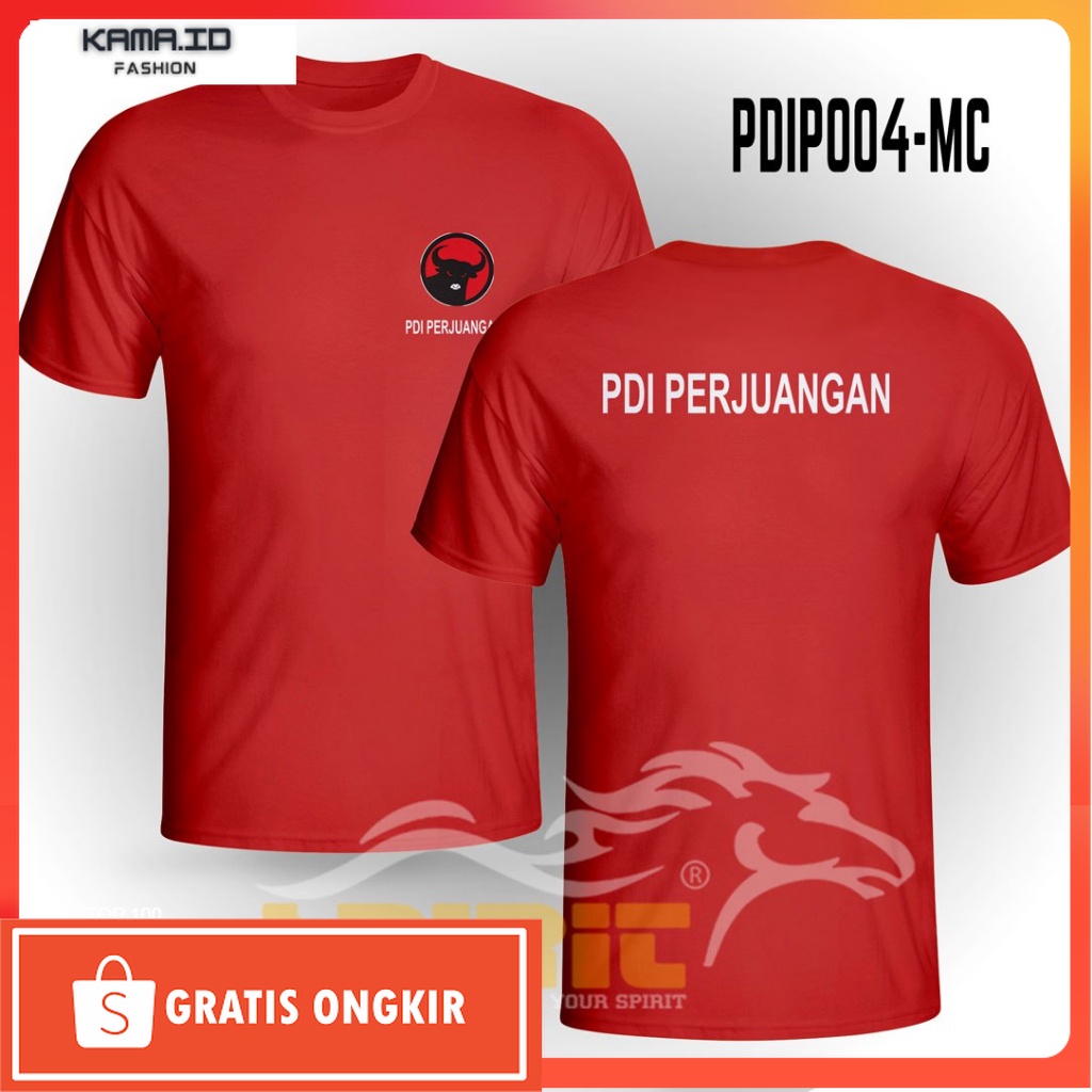 Kaos Kekinian / kaos distro partai PDI Perjuangan baju logo partai PDI katun premium