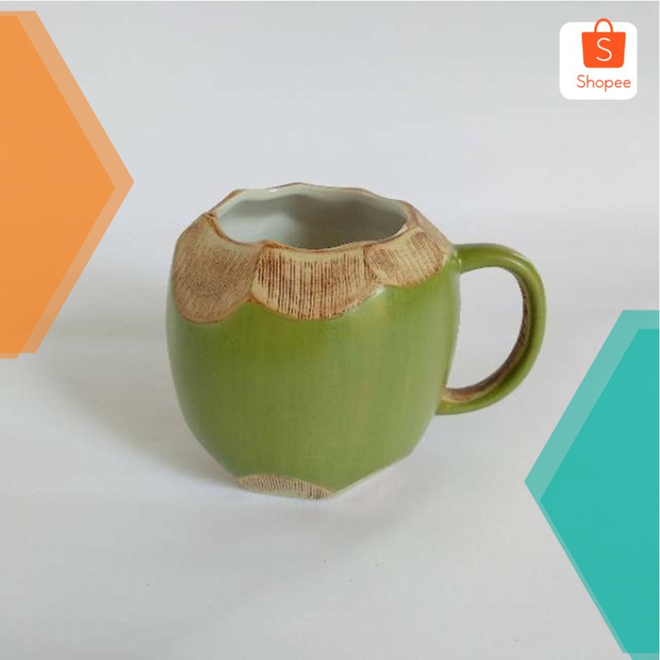 DISKON Mug Cangkir Gelas Unik 3D Kelapa Muda Kado Lucu