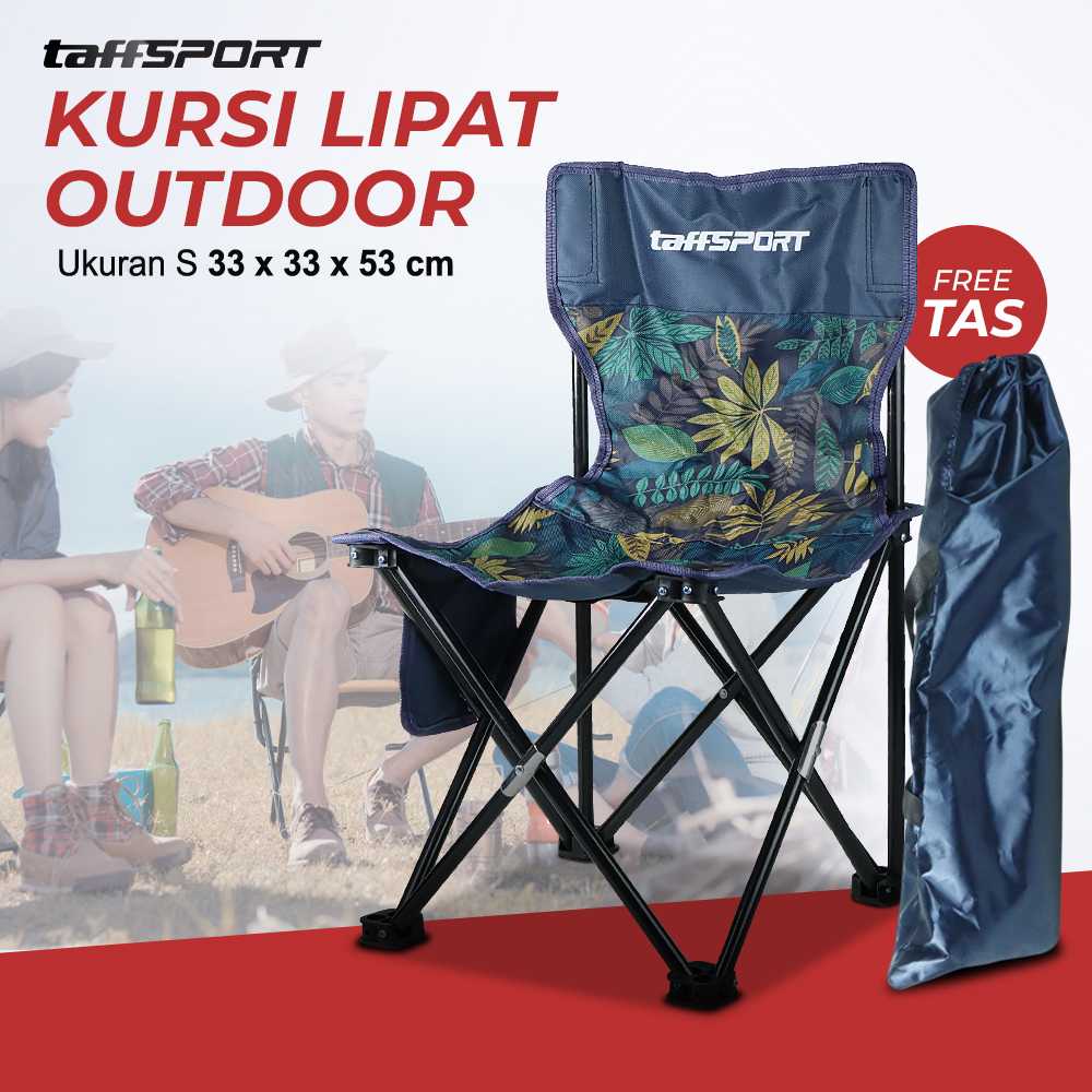 [COD] TaffSPORT Kursi Lipat Mancing Camping Foldable Chair with Pocket