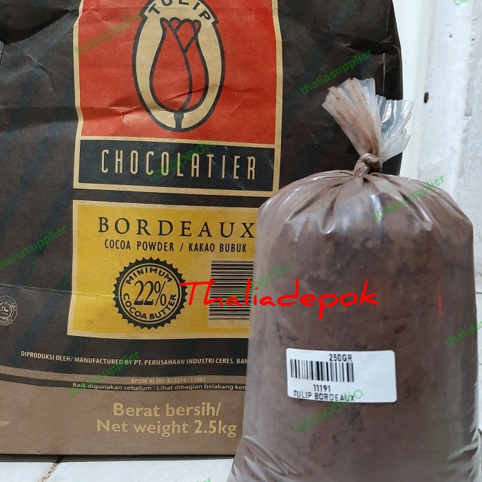 

Promo Bisa COD TULIP BOURDEUX COKLAT BUBUK 250GR ECER, CAMPURAN ADONAN, TOPPING DLL