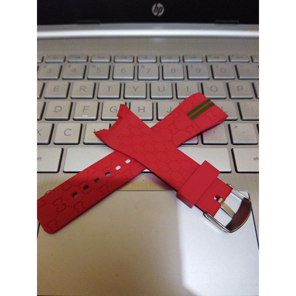 STRAP TALI JAM TANGAN GUCCI SUPER GRADE MERAH TALI JAM GUCCI RUBBER LUG 26MM