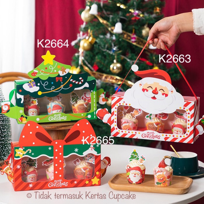 

(5pcs) Kotak Natal K2663 K2664 K2665 dus cupcake Christmas Box K26