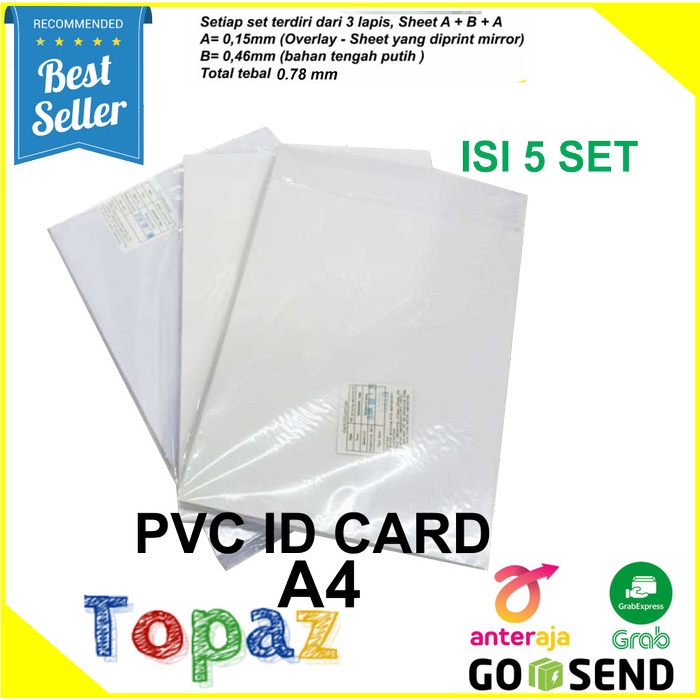 

[KSG-97] Kertas Pvc Bahan ID Card Instan A4 isi 5 set (50 id Card)
