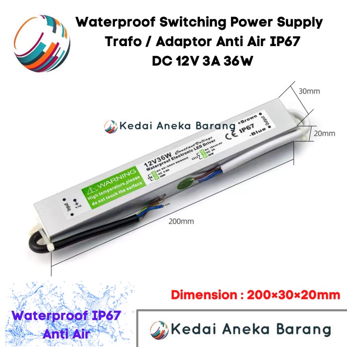 Waterproof Power Supply Trafo Adaptor LED Driver Outdoor IP67 12V 36W GT27